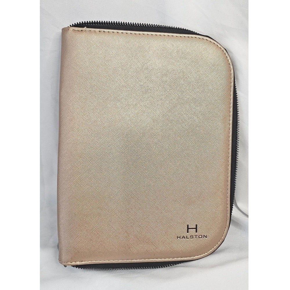 Halston Jewelry Travel Organizer Case Champagne Gold Saffiano Zip Around Large